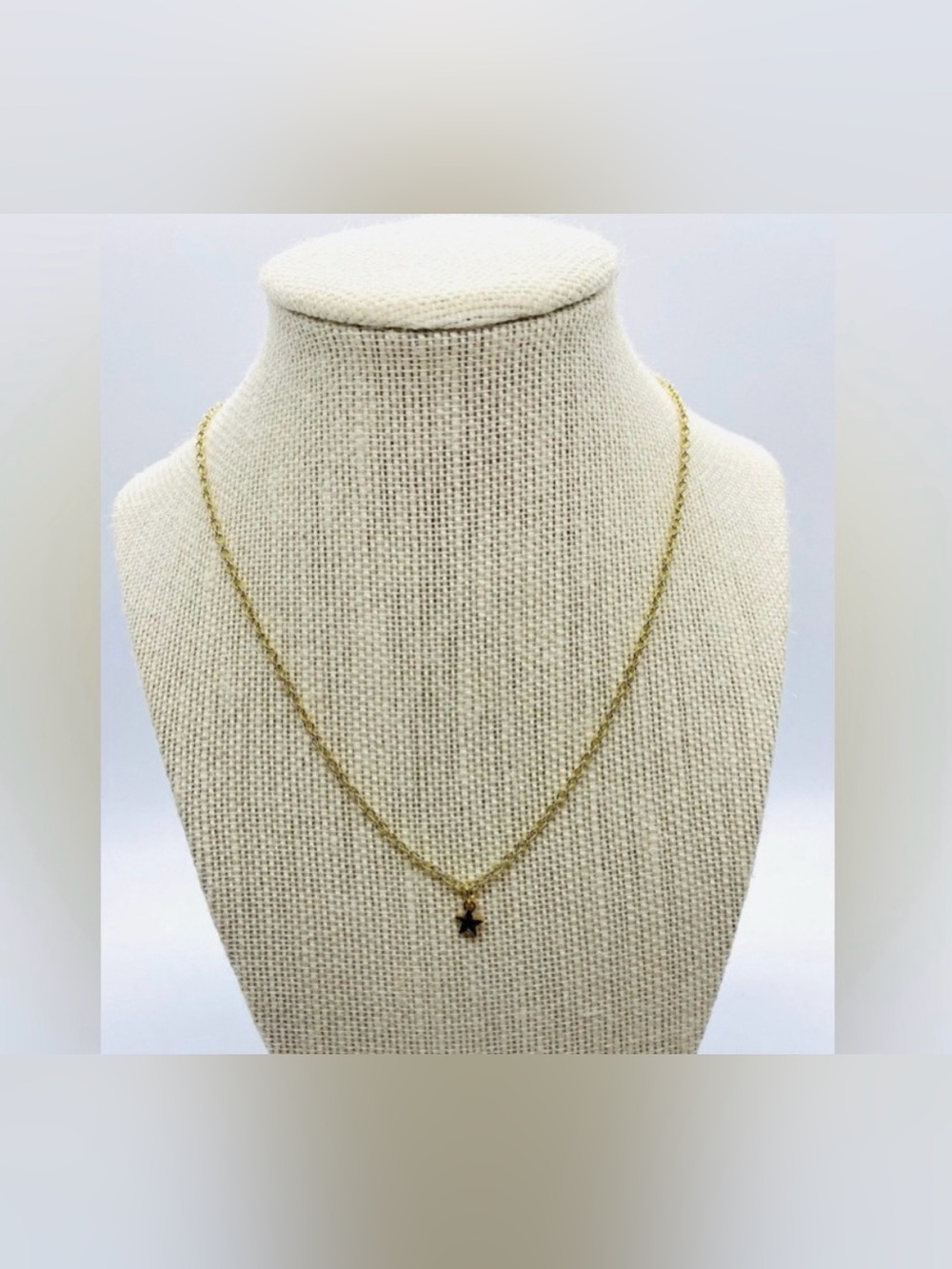 Black Enamel Star Charm Gold Chain Necklace Boho Eclectic Y2K Whimsigoth Preppy - Picture 1 of 7